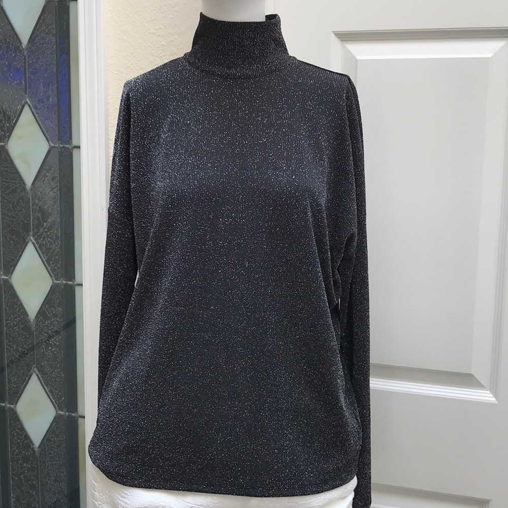 Paige Denium Black Knit Turtleneck Size Medium New